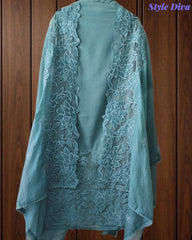 Premium Crush Mul Cotton Unstitched Suit with Laser Cut Work and Embroidery