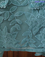 Premium Crush Mul Cotton Unstitched Suit with Laser Cut Work and Embroidery