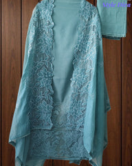 Premium Crush Mul Cotton Unstitched Suit with Laser Cut Work and Embroidery