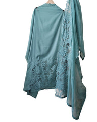 Premium Crush Mul Cotton Unstitched Suit with Laser Cut Work and Embroidery
