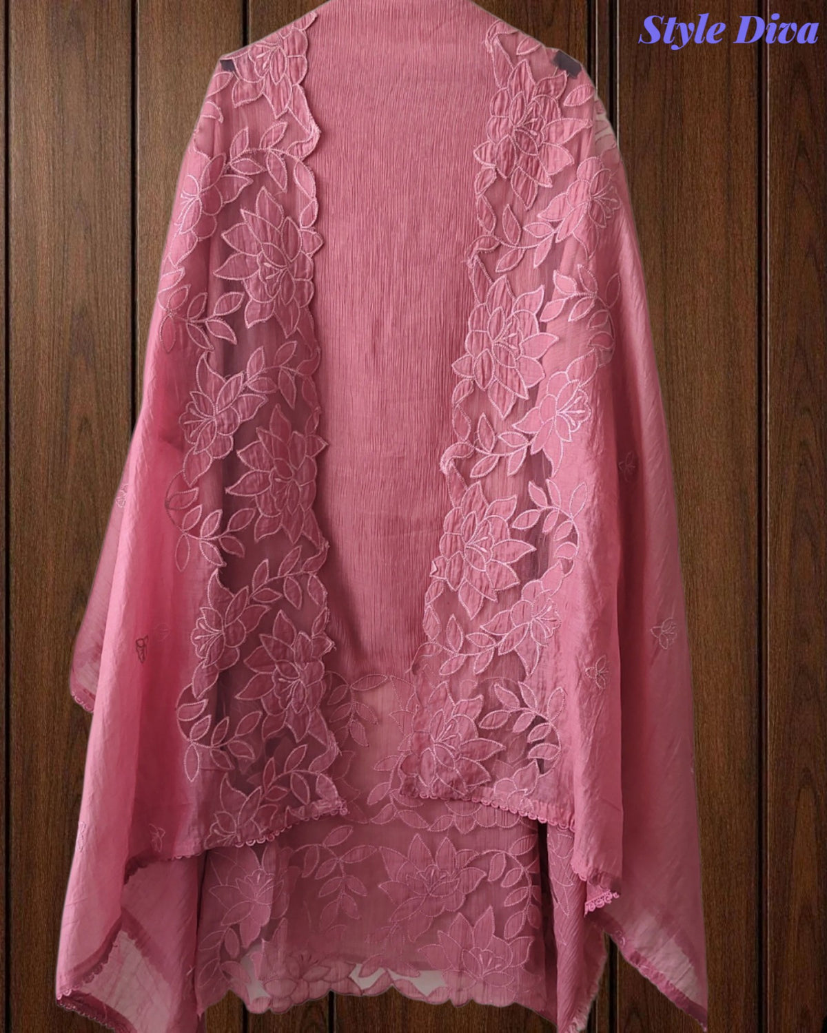 Premium Crush Mul Cotton Unstitched Suit with Laser Cut Work and Embroidery