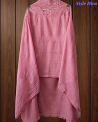 Premium Crush Mul Cotton Unstitched Suit with Laser Cut Work and Embroidery