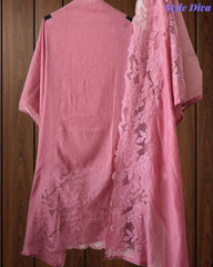 Premium Crush Mul Cotton Unstitched Suit with Laser Cut Work and Embroidery