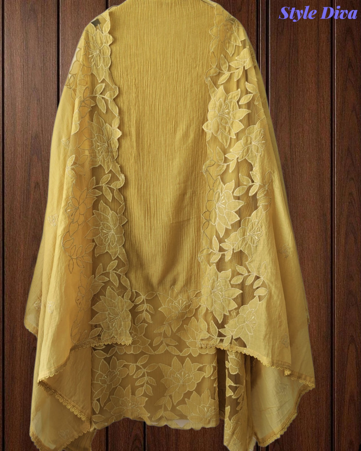Premium Crush Mul Cotton Unstitched Suit with Laser Cut Work and Embroidery
