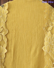Premium Crush Mul Cotton Unstitched Suit with Laser Cut Work and Embroidery