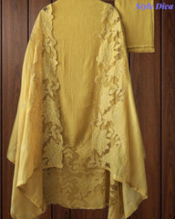 Premium Crush Mul Cotton Unstitched Suit with Laser Cut Work and Embroidery