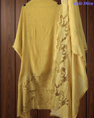 Premium Crush Mul Cotton Unstitched Suit with Laser Cut Work and Embroidery