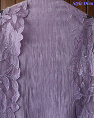 Premium Crush Mul Cotton Unstitched Suit with Laser Cut Work and Embroidery