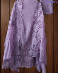 Premium Crush Mul Cotton Unstitched Suit with Laser Cut Work and Embroidery