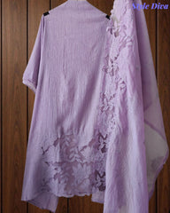 Premium Crush Mul Cotton Unstitched Suit with Laser Cut Work and Embroidery