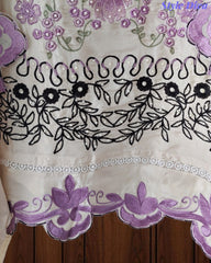 Crepe Unstitched Suit with Overall Embroidery, Pearl Highlighting & Scalloped Organza Dupatta