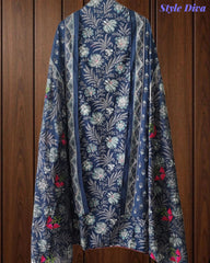 Pure Cotton Printed Unstitched Suit Set with Mirror Highlights & Embroidered Dupatta
