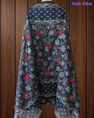 Pure Cotton Printed Unstitched Suit Set with Mirror Highlights & Embroidered Dupatta