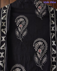 Pure Cotton Printed Unstitched Suit Set with Mirror Highlights & Embroidered Dupatta