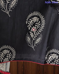 Pure Cotton Printed Unstitched Suit Set with Mirror Highlights & Embroidered Dupatta