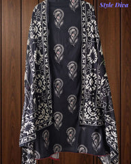 Pure Cotton Printed Unstitched Suit Set with Mirror Highlights & Embroidered Dupatta