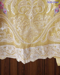 Mul Cotton Unstitched Suit Set with Overall Laser Cut Embroidery & Digital Print Dupatta