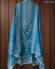 Cotton Digital Printed Unstitched Suit Set with Pearl & Cut-Dana Highlighting