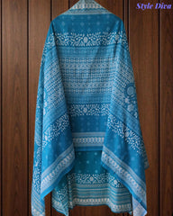 Cotton Digital Printed Unstitched Suit Set with Pearl & Cut-Dana Highlighting