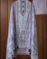 Cotton Digital Printed Unstitched Suit Set with Pearl Highlighting