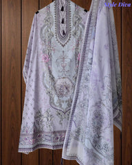 Cotton Digital Printed Unstitched Suit Set with Pearl Highlighting