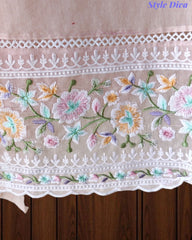 Premium Mul Cotton Unstitched Suit with Colorful Embroidery and Scalloped Edge Dupatta