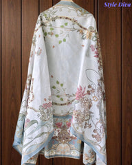 Cotton Digital Printed Unstitched Suit with Faux Mirror Highlighting
