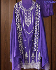 Mul Cotton Faux Leather Work Unstitched Suit Set for Women | Festive & Party Wear