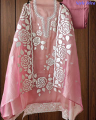 Designer Shimmer Tissue Suit with 3D Gotta Work for Festive Wear