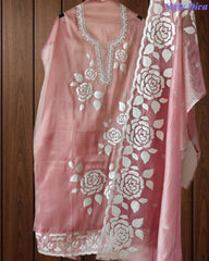Designer Shimmer Tissue Suit with 3D Gotta Work for Festive Wear