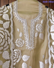 Designer Shimmer Tissue Suit with 3D Gotta Work for Festive Wear