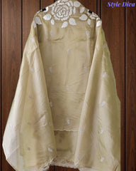 Designer Shimmer Tissue Suit with 3D Gotta Work for Festive Wear