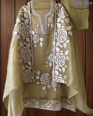 Designer Shimmer Tissue Suit with 3D Gotta Work for Festive Wear