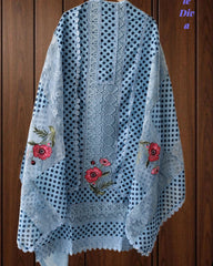Linen Pakistani Style Unstitched Suit with Embroidery Work and Crochet Lacing