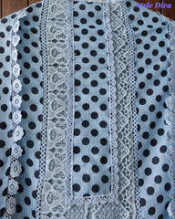 Linen Pakistani Style Unstitched Suit with Embroidery Work and Crochet Lacing