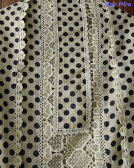Linen Pakistani Style Unstitched Suit with Embroidery Work and Crochet Lacing