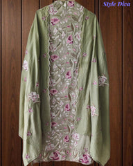 Premium Mul Cotton Unstitched Suit with Colorful Embroidery and Scalloped Edge Dupatta