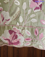 Premium Mul Cotton Unstitched Suit with Colorful Embroidery and Scalloped Edge Dupatta