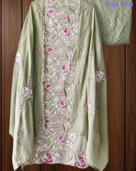 Premium Mul Cotton Unstitched Suit with Colorful Embroidery and Scalloped Edge Dupatta