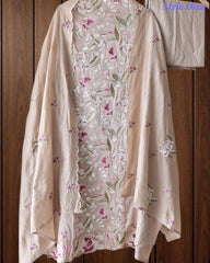 Premium Mul Cotton Unstitched Suit with Colorful Embroidery and Scalloped Edge Dupatta