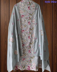 Premium Mul Cotton Unstitched Suit with Colorful Embroidery and Scalloped Edge Dupatta