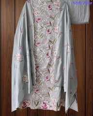 Premium Mul Cotton Unstitched Suit with Colorful Embroidery and Scalloped Edge Dupatta