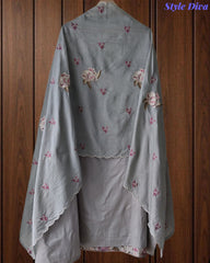 Premium Mul Cotton Unstitched Suit with Colorful Embroidery and Scalloped Edge Dupatta