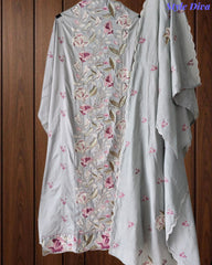 Premium Mul Cotton Unstitched Suit with Colorful Embroidery and Scalloped Edge Dupatta