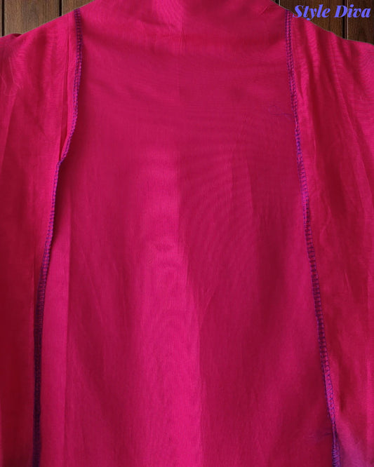 Premium Muslin Ombre Unstitched Suit with Applique Work and Embroidered Dupatta