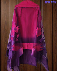 Premium Muslin Ombre Unstitched Suit with Applique Work and Embroidered Dupatta