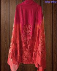 Premium Muslin Ombre Unstitched Suit with Applique Work and Embroidered Dupatta