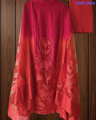 Premium Muslin Ombre Unstitched Suit with Applique Work and Embroidered Dupatta