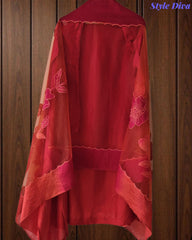 Premium Muslin Ombre Unstitched Suit with Applique Work and Embroidered Dupatta