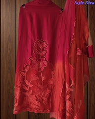 Premium Muslin Ombre Unstitched Suit with Applique Work and Embroidered Dupatta